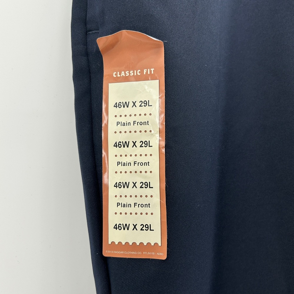 BUNDLE Haggar Cool 18 Performance Mens Navy Blue Tan Dress Pants 46x29 NWT Work - Picture 3 of 16